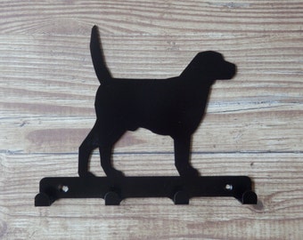 Labrador (Tail Up) Silhouette Key Hook Rack - metal wall art