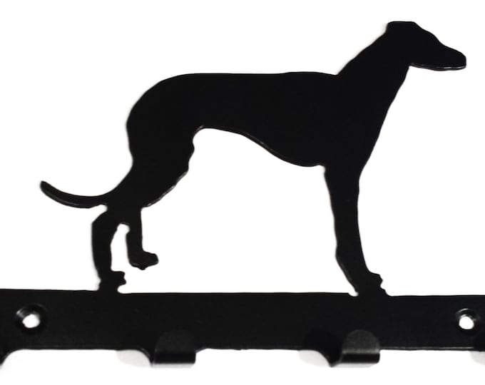 Whippet Silhouette Key Hook Rack - metal wall art