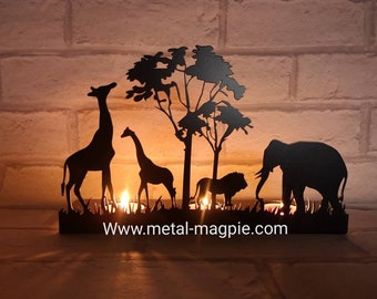 African metal candle holders