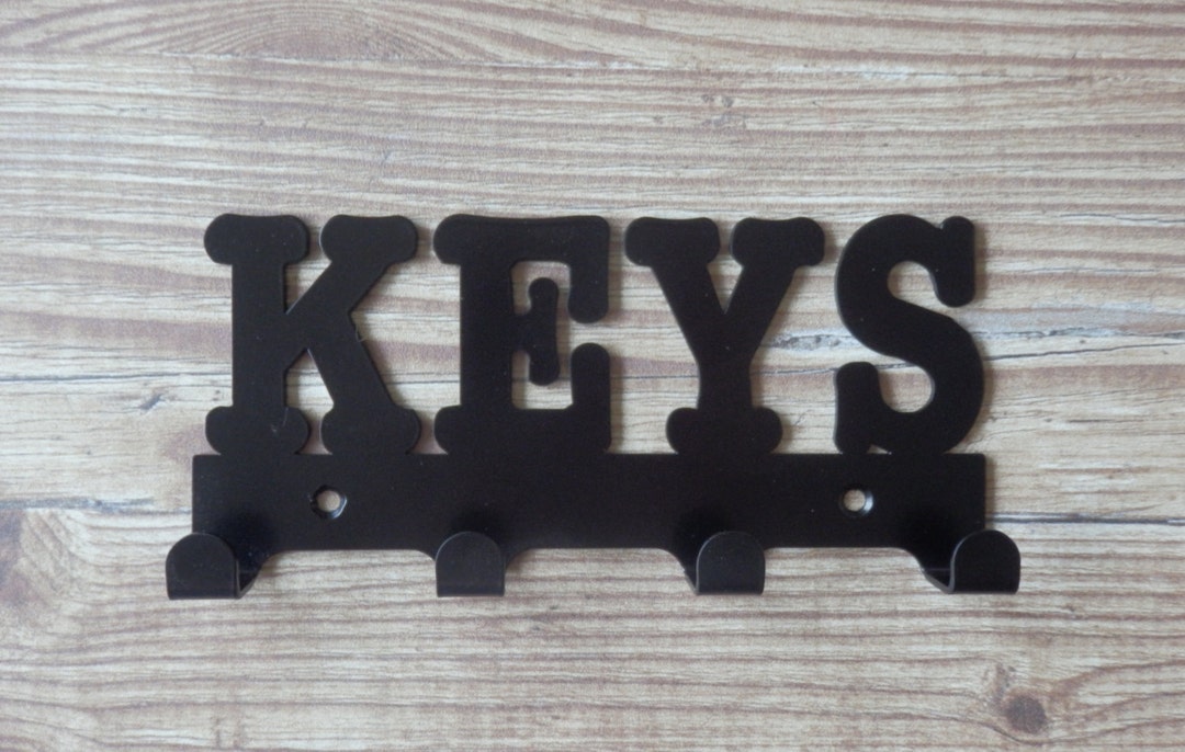 Keys Word Silhouette Key Hook Rack - Metal Wall Art - Etsy UK