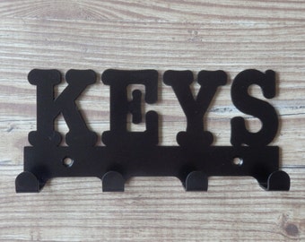 Keys Word Silhouette Key Hook Rack - metal wall art