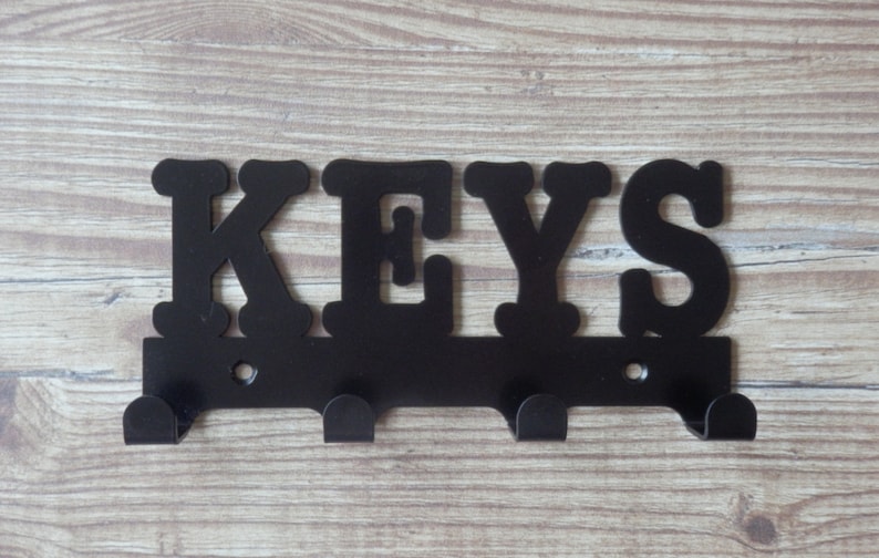 Keys Word Silhouette Key Hook Rack Metal Wall Art Etsy UK