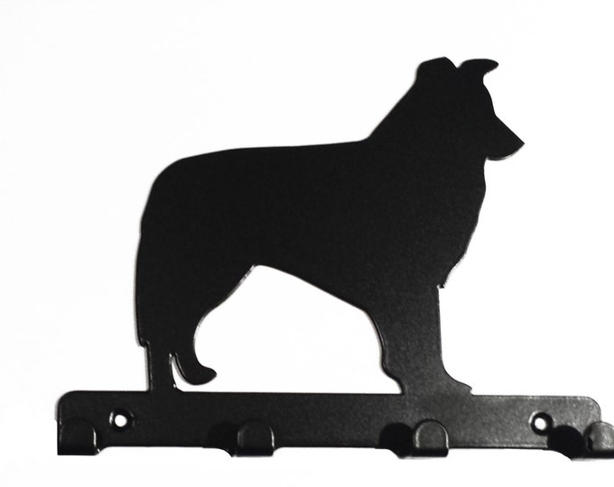 Border Collie Silhouette Key Hook Rack - metal wall art