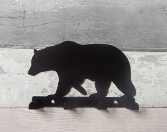 Bear Silhouette Key Hook Rack - metal wall art