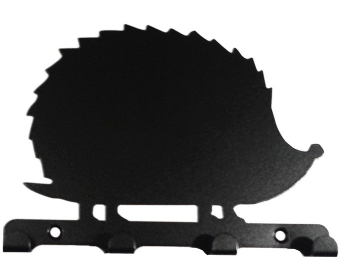 Spiky Hedgehog Silhouette Key Hook Rack - metal wall art