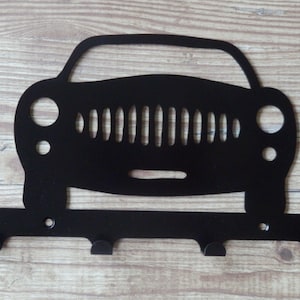 Car Front Profile Silhouette Key Hook Rack - automotive vehicle metal wall art