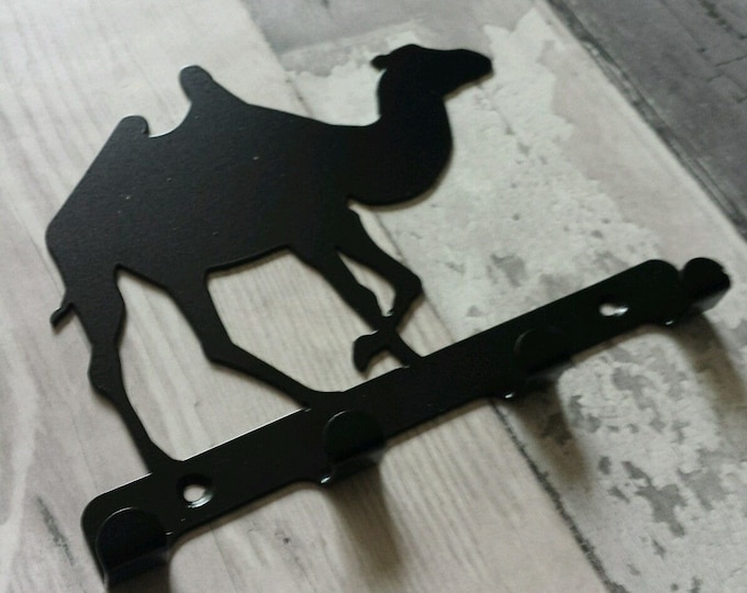Bactrian Camel Silhouette Key Hook Rack - desert metal wall art
