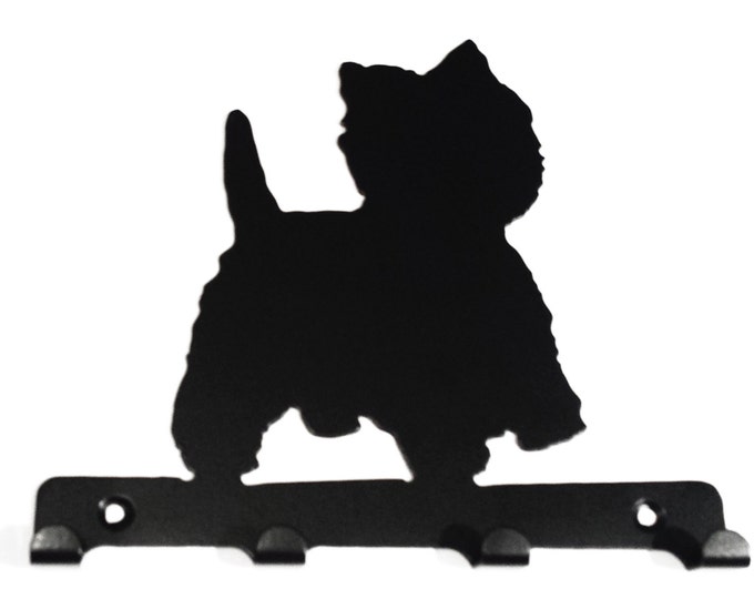 West Highland Terrier (Westie) Silhouette Key Hook Rack - metal wall art
