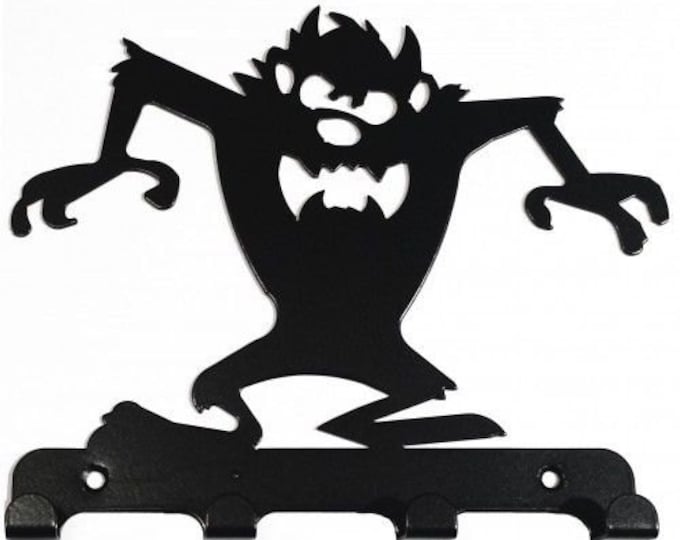 Taz-Style Tasmanian Devil Silhouette Key Hook Rack - metal wall art