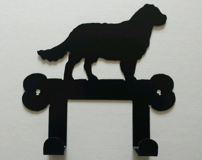 Golden Retriever on Bone Silhouette Dog Lead Holder Rack - metal wall art