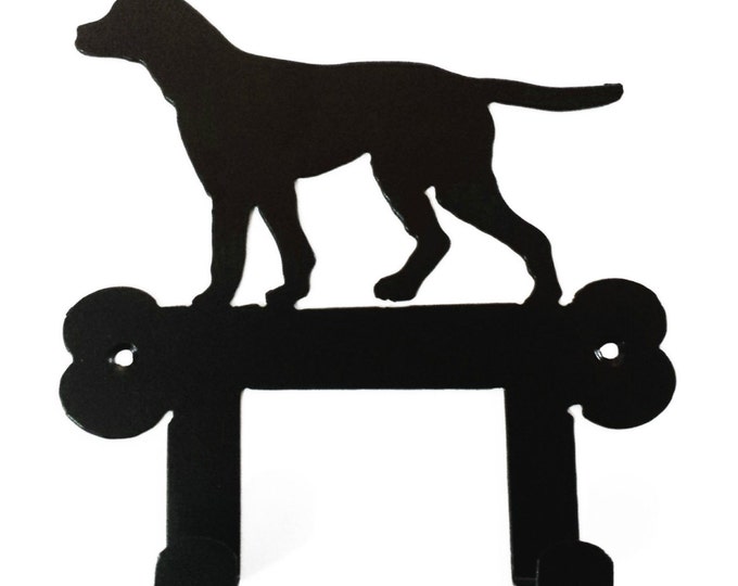 Labrador on Bone Silhouette Dog Lead Holder Rack - metal wall art