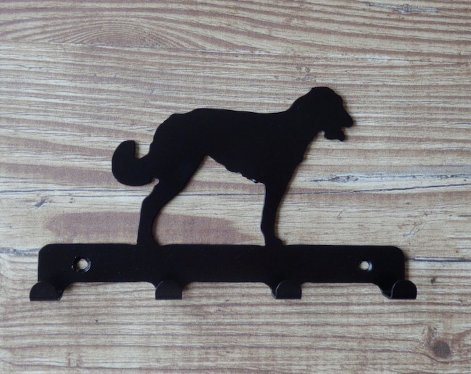 Irish Wolfhound Silhouette Key Hook Rack - metal wall art