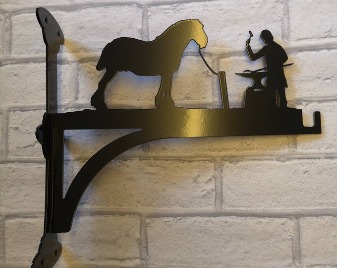 Horse and blacksmith heavy duty hanging basket bracket