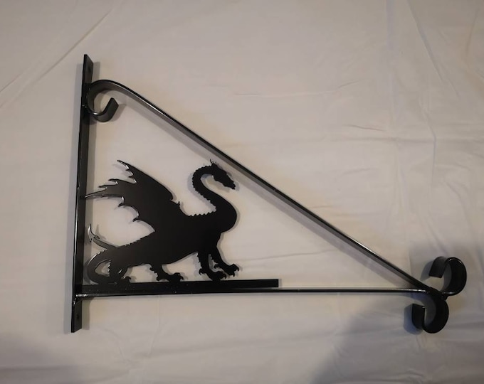 dragon Silhouette Scroll Style Hanging Basket Bracket Solid Steel