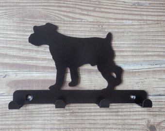 Jack Russell Terrier Silhouette Key Hook Rack - arte de pared de metal