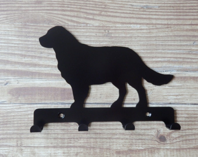Golden Retriever Silhouette Key Hook Rack - metal wall art (Left-Facing)