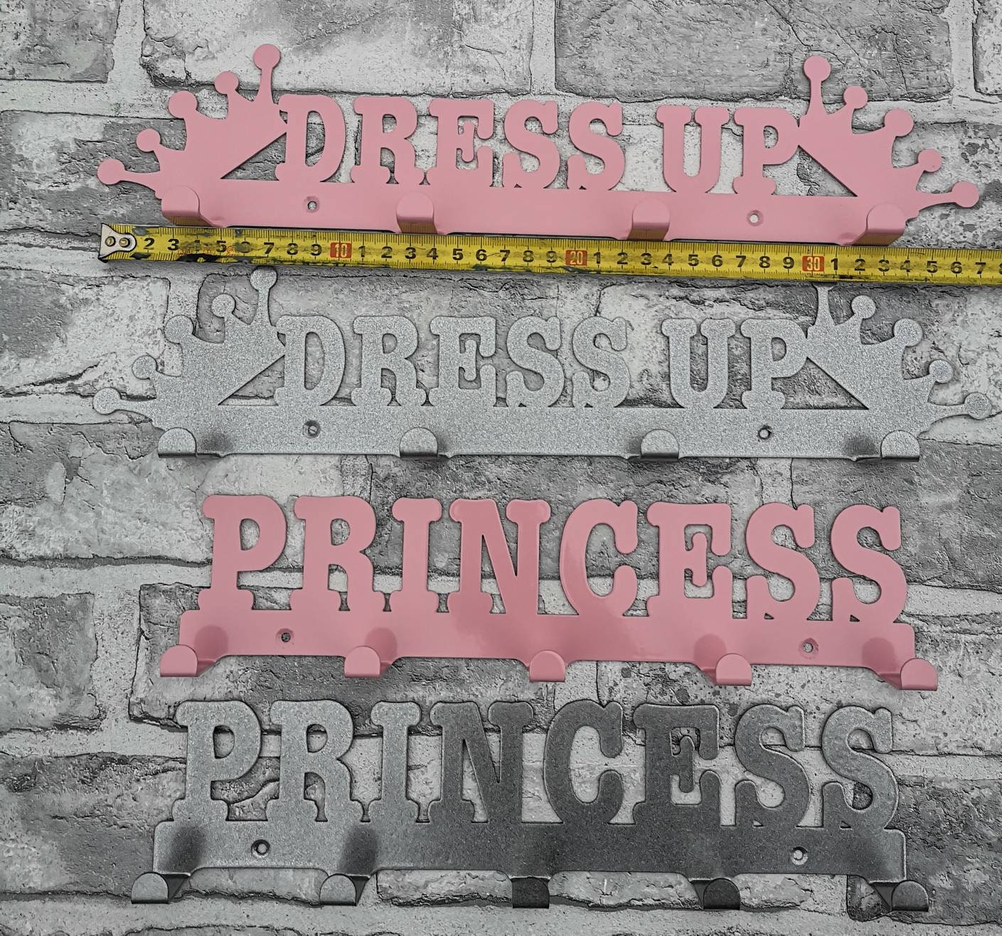 Princess or Dress up Wall Mountable Coat Hooks Silver Grey or