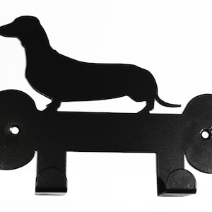 Dachshund (Sausage Dog) Silhouette Dog Lead Holder Rack - metal wall art