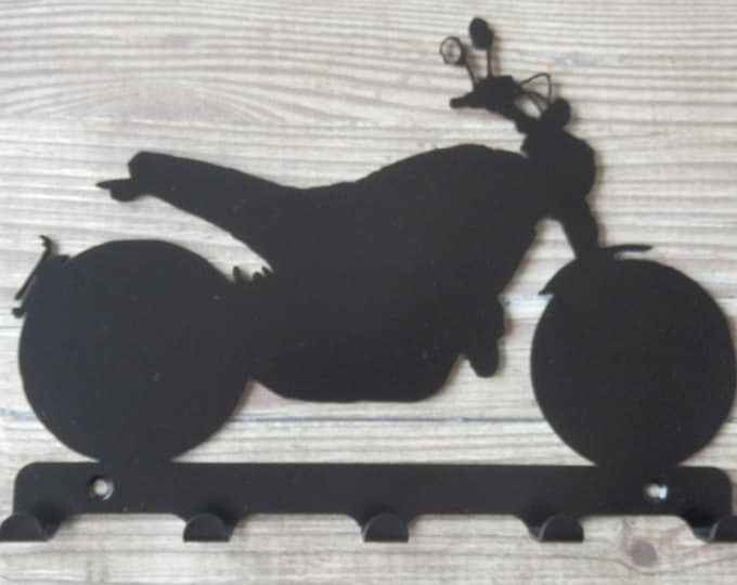 Ducati-style Motorbike Silhouette Key Hook Rack - automotive vehicle metal wall art