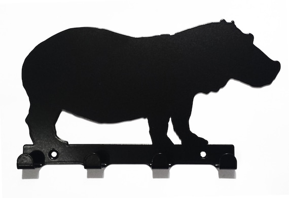 Hippo Silhouette Key Hook Rack metal wall art