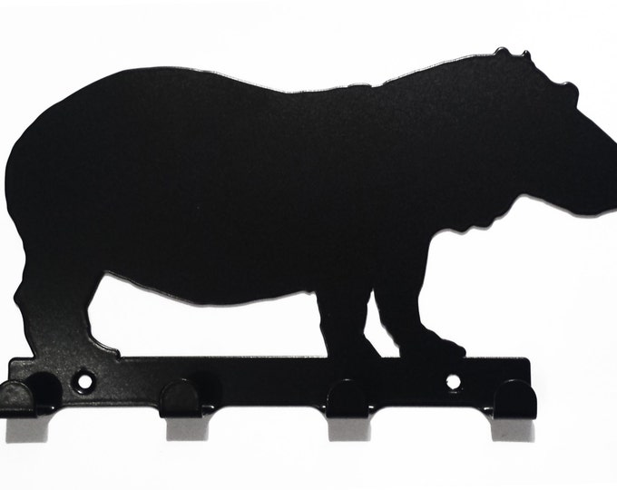 Hippo Silhouette Key Hook Rack - metal wall art