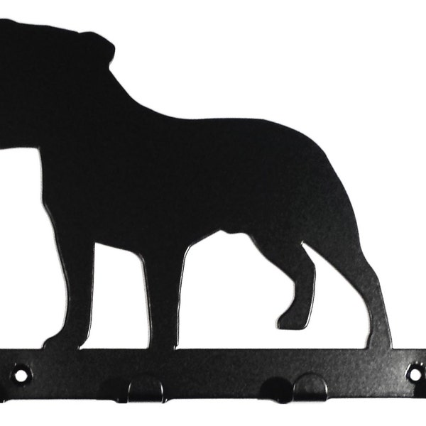 Staffordshire Bull Terrier (Staffie) Silhouette Key Hook Rack - art mural en métal