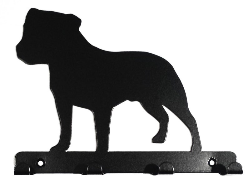 Staffordshire Bull Terrier Staffie Silhouette Key Hook Rack metal wall art image 1