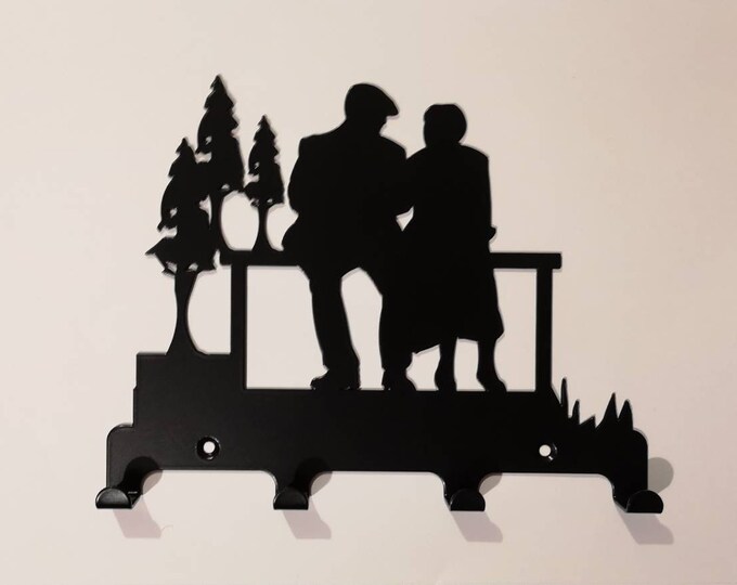 Couple on bench Key holder hooks