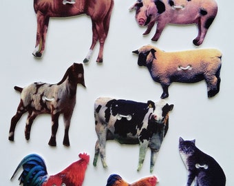 Farmyard Animal buttons - set of 8