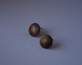 Gold Circles & Lines Stud Earrings