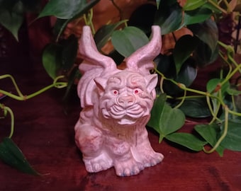 Gargoyle, Dog Faced Gargoyle Figurine, Winged Gargoyle, Winged Grotesque Statuette