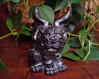 Gargoyle, Dog Faced Gargoyle Figurine, Winged Gargoyle, Winged Grotesque Statuette