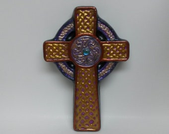Celtic Cross Hanging Plaque, Hand Painted