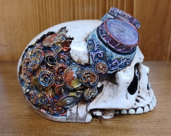 Steampunk Partial Skull with Glow-in-the-Dark Teeth