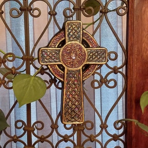 Celtic Cross Hanging Plaque, Hand Painted
