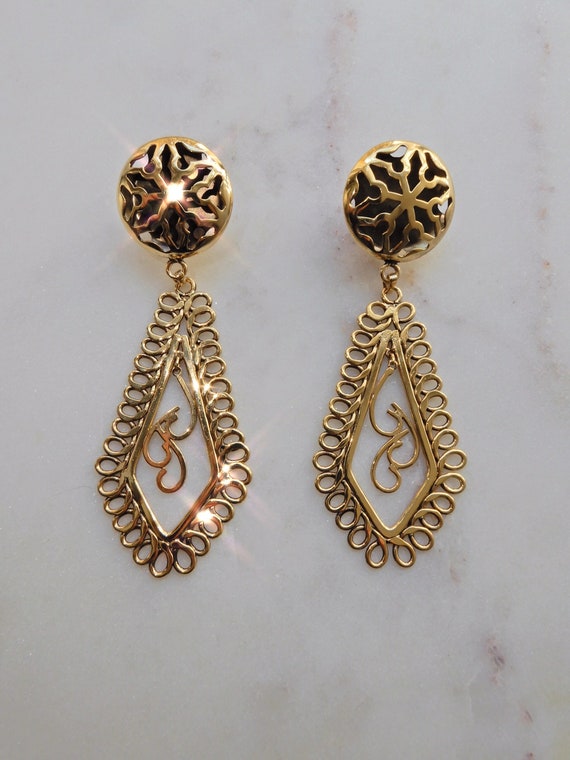 VINTAGE Designer-Style-Luxury 80s Gold Big Huge Ov