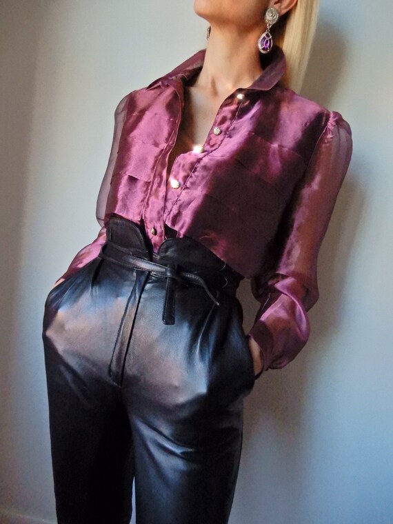 VINTAGE Gucci-Style 80s Sheer Plum-Purple Metallic