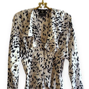 VINTAGE Luxury 80s 90s Animal Iridescent Silk Frill Blouse