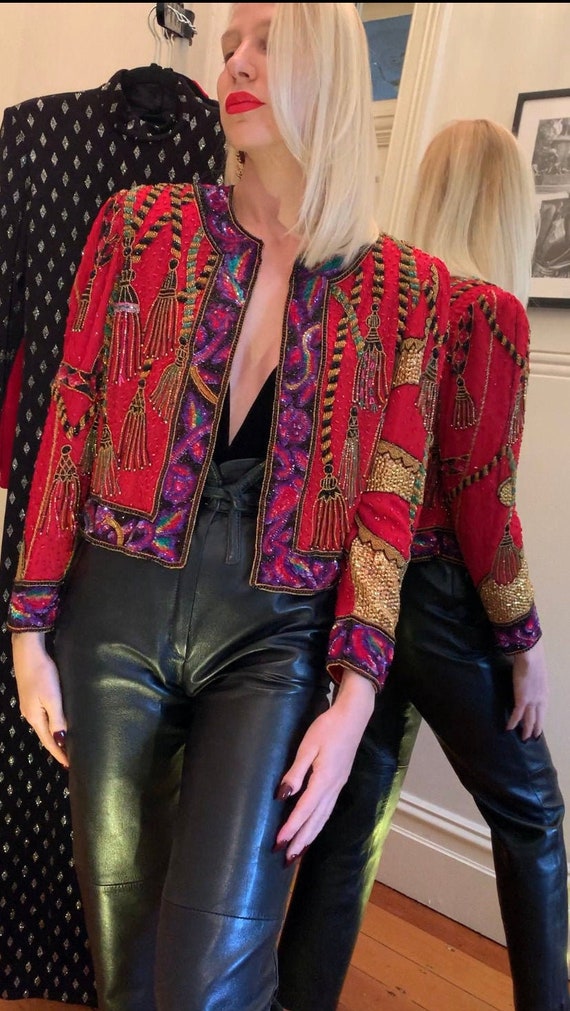 VINTAGE Designer-Style- 80s 90s Baroque Red Pink P