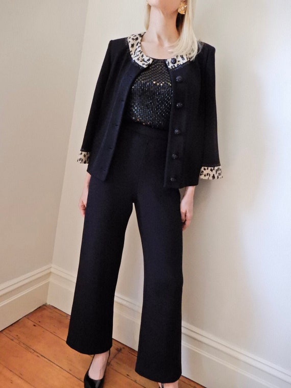 VINTAGE Designer-Style-Luxury 90s Black Wool Knit