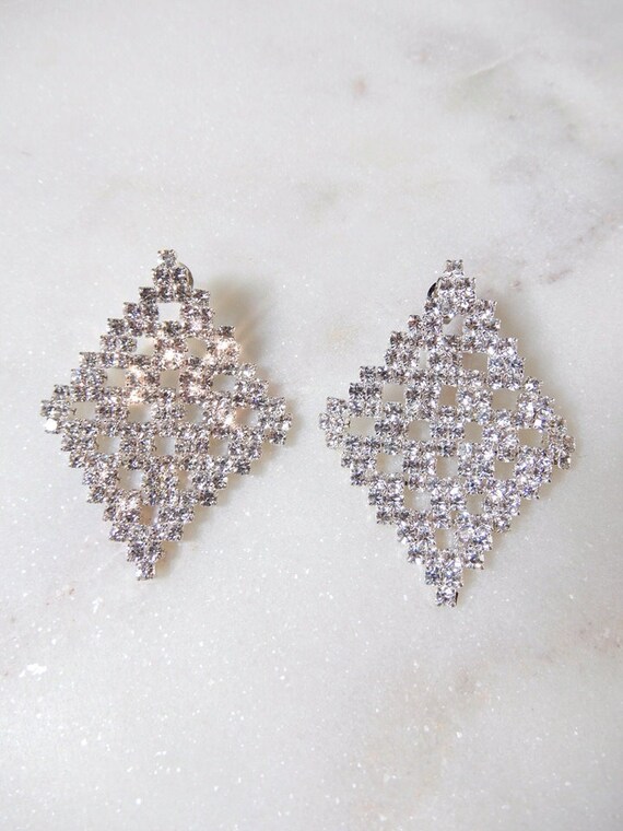 VINTAGE Designer-Luxury 80s Avant-Garde Silver Dia