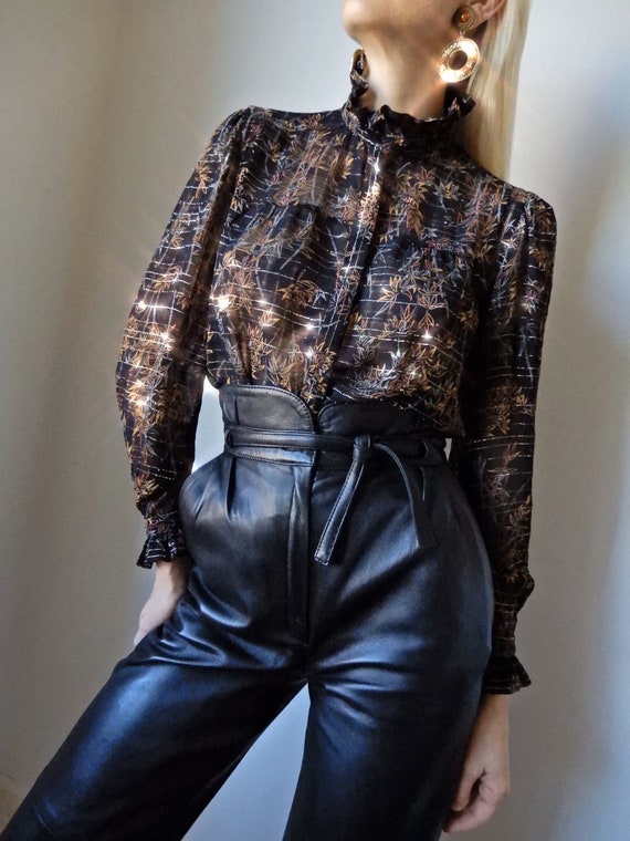 VINTAGE Gucci-Style 80s Sheer Black Bronze & Gold