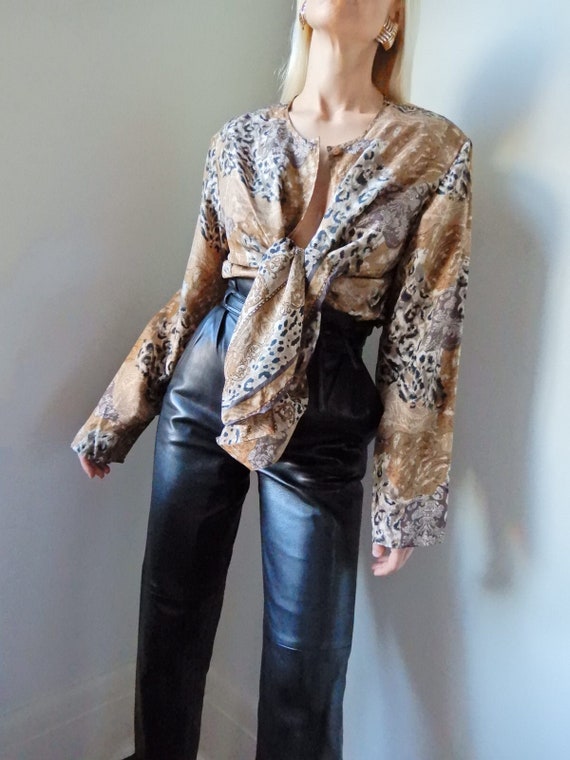 VINTAGE Designer-Luxury 90s 100% Pure Silk Leopard