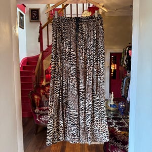 VINTAGE 90s Animal Print Boho Rayon Skirt