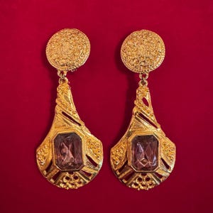 LUXURY Vintage Gold Plated Purple Bohemian Clip-on Earrings