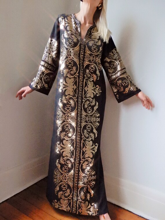 black and gold egyptian dress