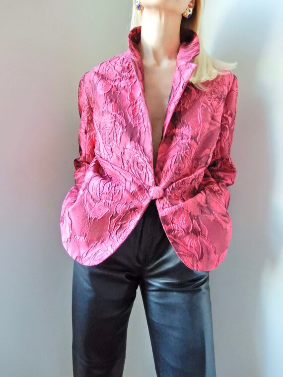 VINTAGE Designer-Luxury 90s Pure 100% Silk Hot Pin