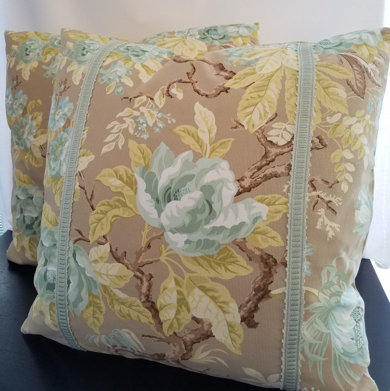 Set of 2 Pillow Covers 25x25 Heirloom Summit in Aqua Spa Etsy