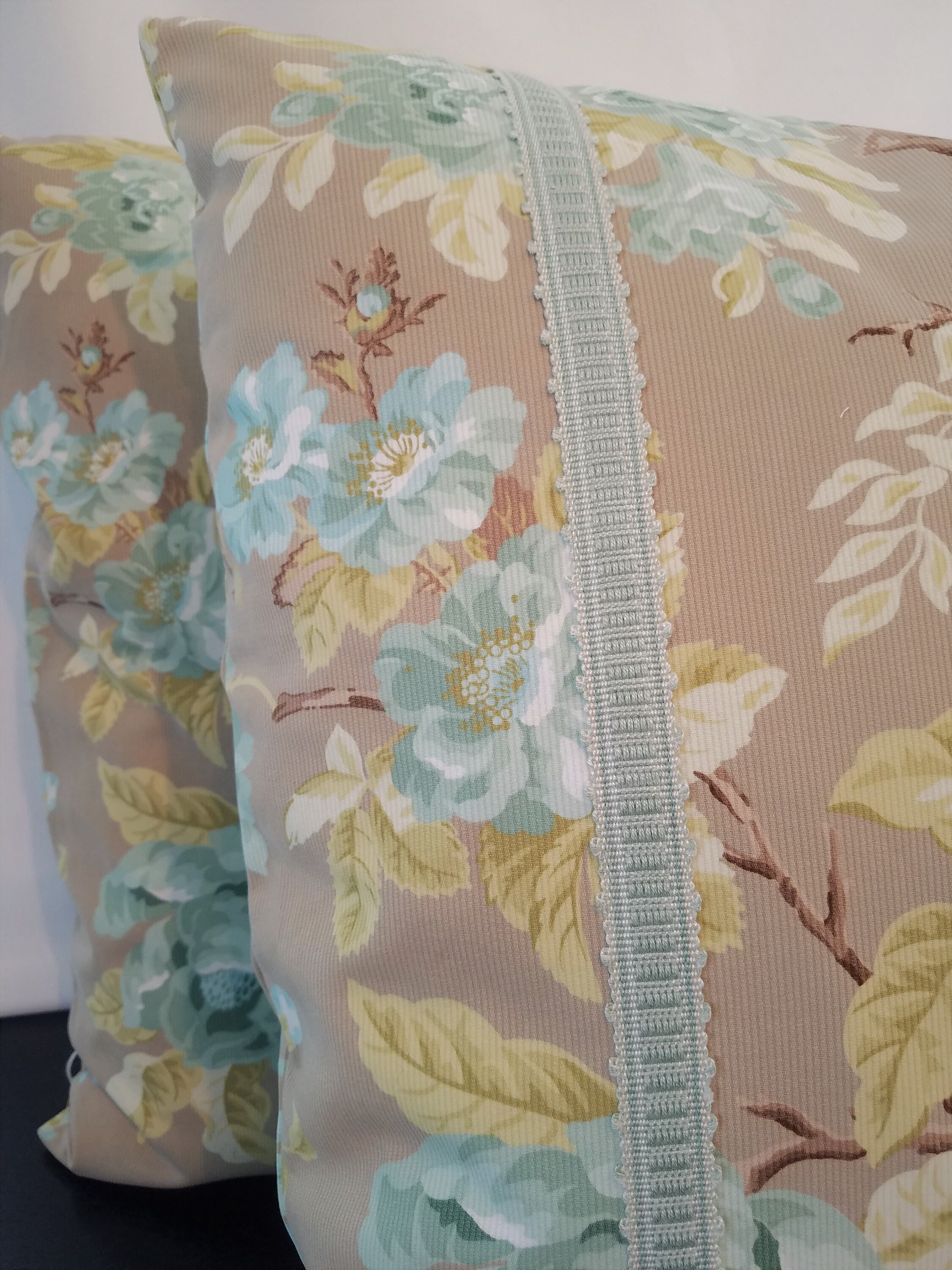 Set of 2 Pillow Covers 25x25 Heirloom Summit in Aqua Spa Etsy