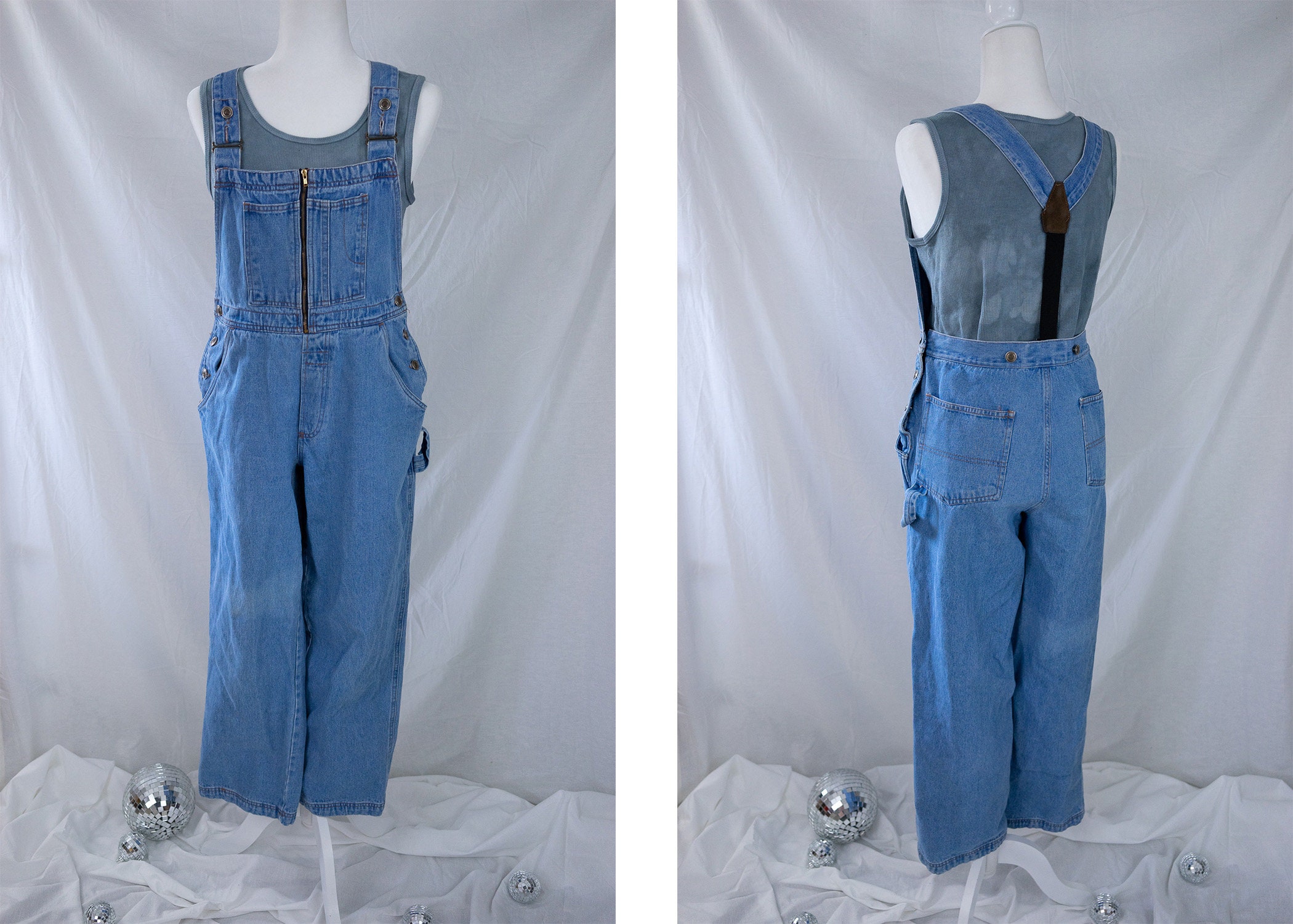 1990s Denim Suspender Overalls Etsy